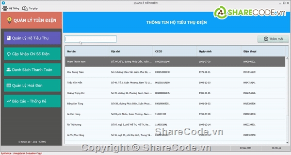 Quản Lý Hóa Đơn Điện,Hóa Đơn Tiền Điện,quản lý tiền điện,code java,bài tập lớn java